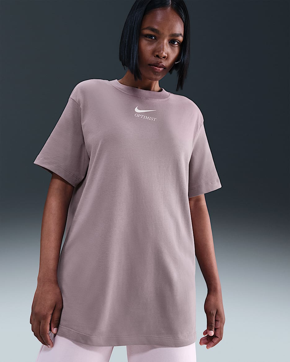 T-shirt Nike Sportswear para mulher - Cinzento Taupe/Castanho Orewood claro