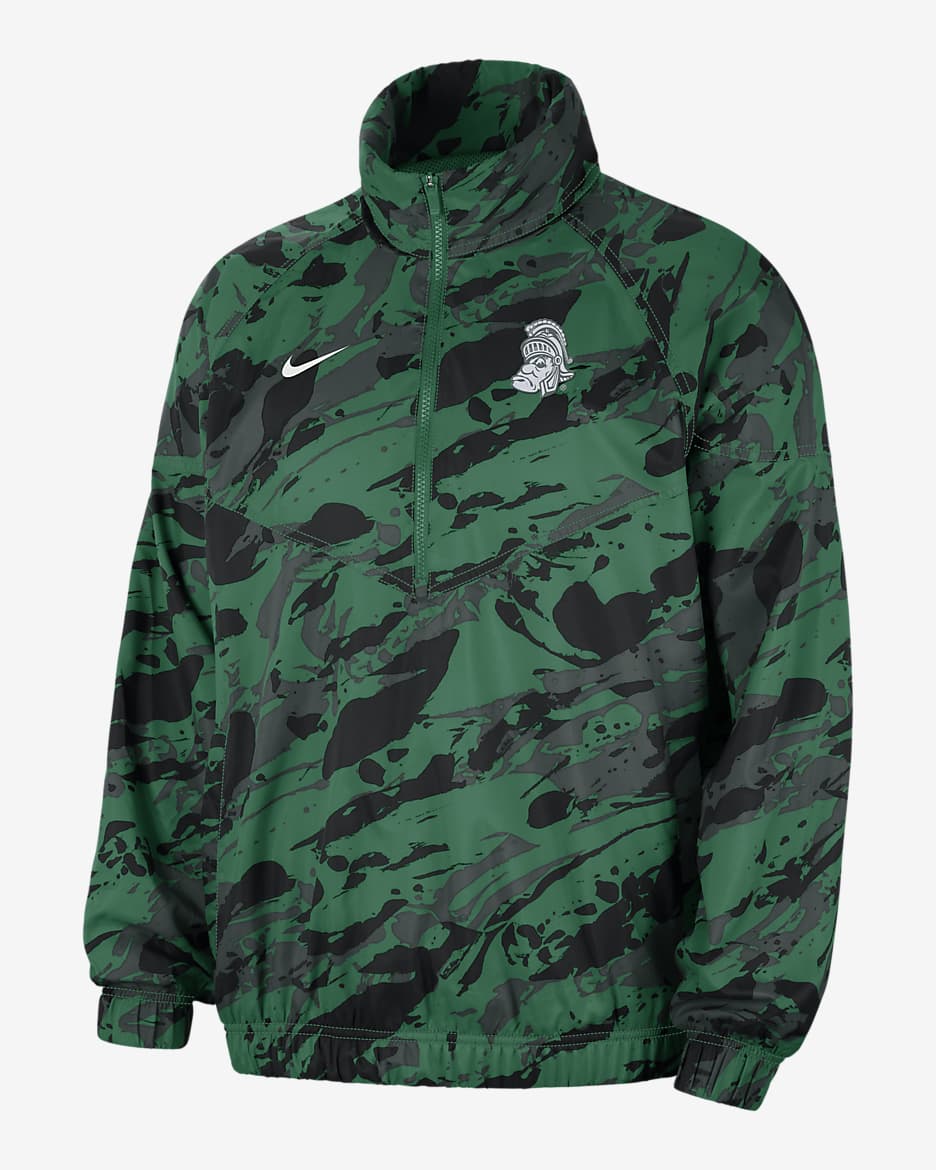 Michigan State Windrunner Men's Nike College Anorak Jacket - Clover/Summit White