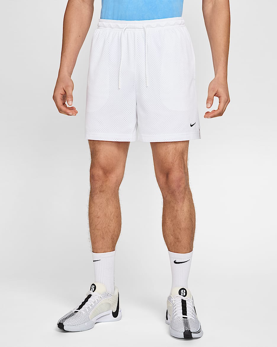 Nike Men's Dri-FIT 5" Mesh Basketball Shorts - White/Black