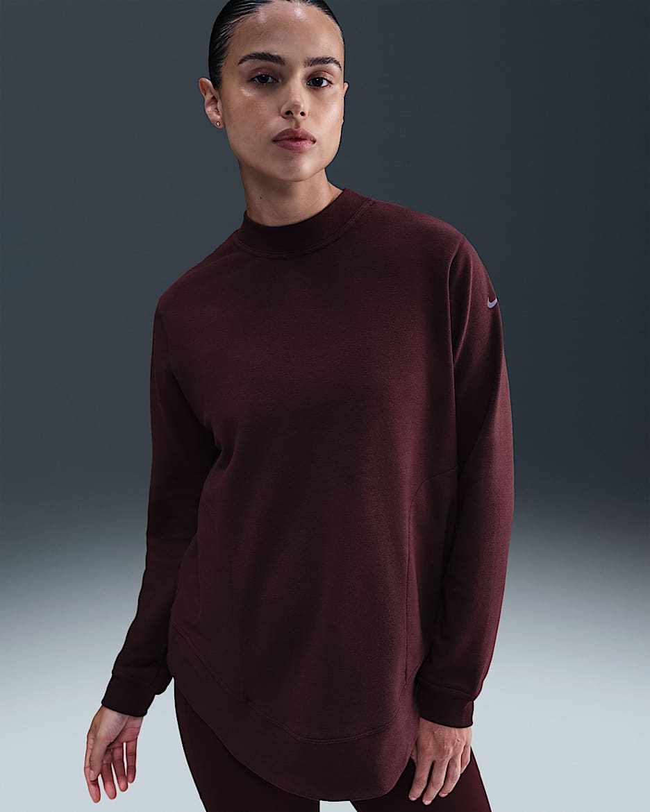 Nike (M) One Women's Reversible French Terry Pullover Top (Maternity) - Burgundy Crush