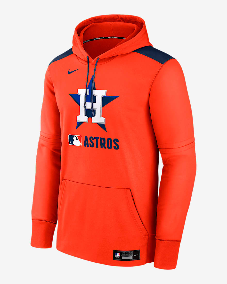 Sudadera con gorro sin cierre Nike Therma de la MLB para hombre Houston Astros Authentic Collection - Naranja