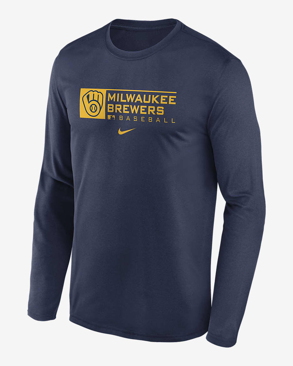 Nike Dri-FIT Team (MLB Milwaukee Brewers) Men's Long-Sleeve T-Shirt - Navy