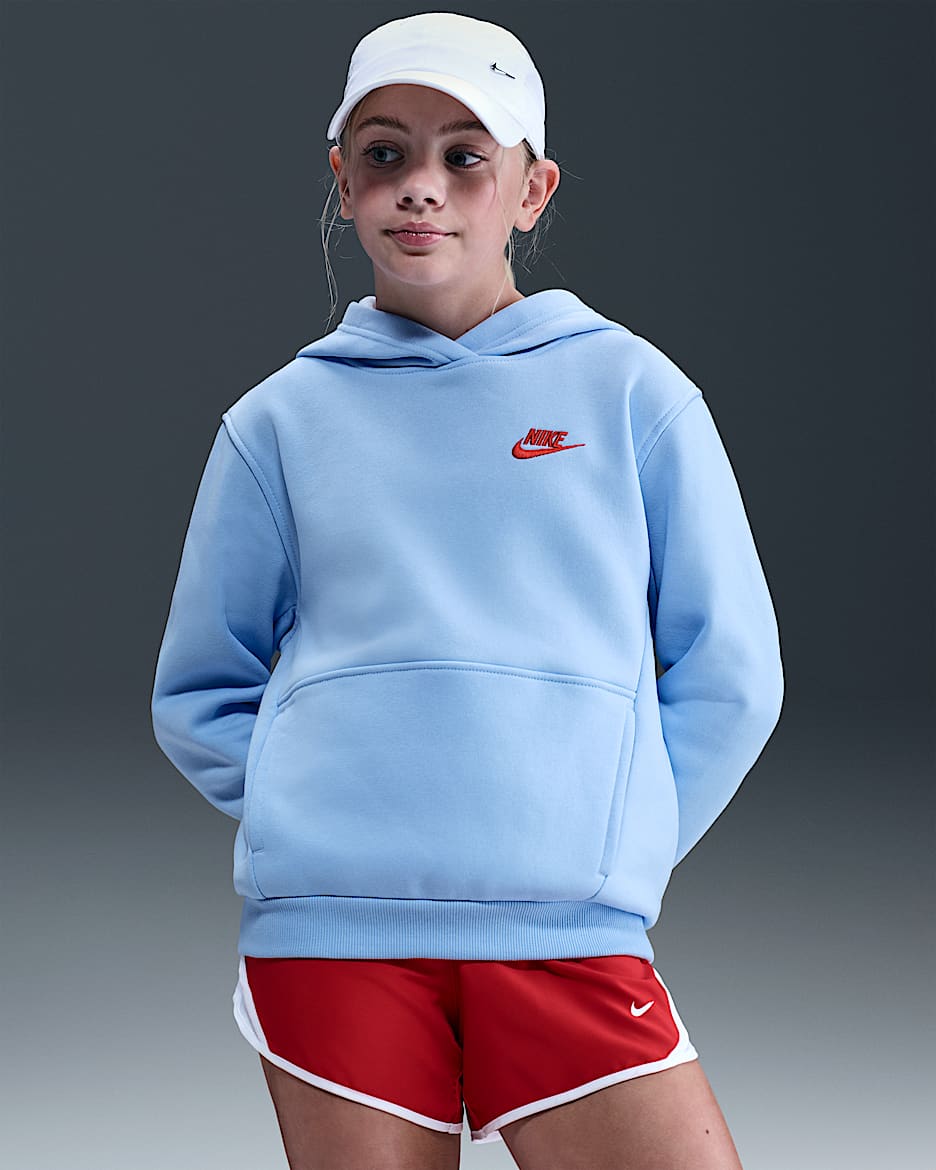 Sweat à capuche Nike Sportswear Club Fleece pour ado - Royal Tint/Light Crimson