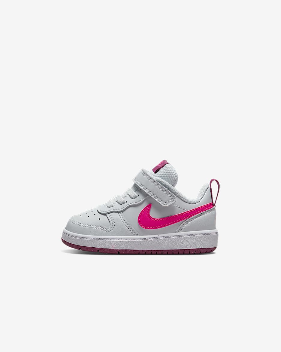 Tenis para bebé e infantil Nike Court Borough Low 2 - Platino puro/Sangría/Rosa óptimo