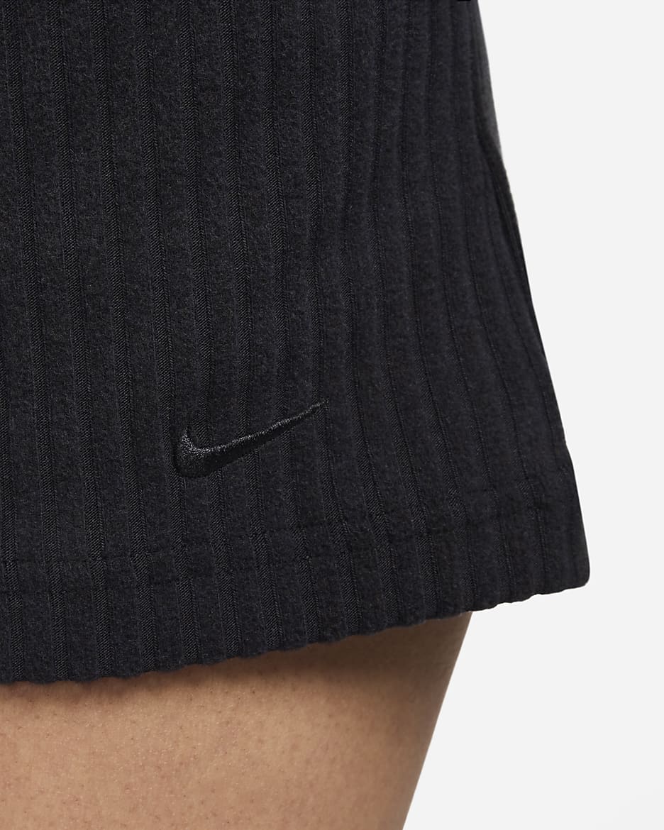 Short slim taille haute Nike Sportswear Chill Rib 8 cm pour femme - Noir/Noir