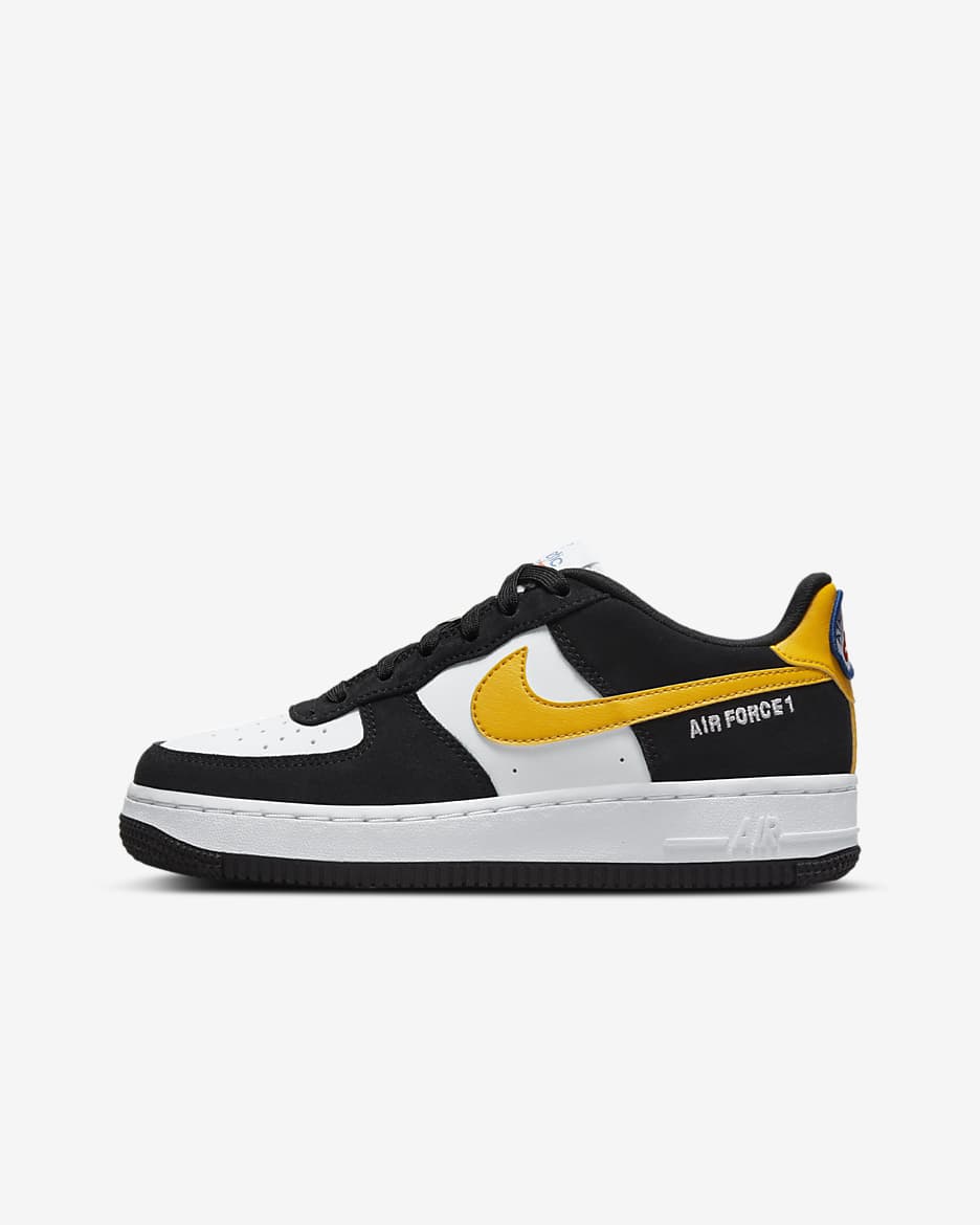 Nike Air Force 1 LV8 Older Kids' Shoes - Black/White/Black/Dark Sulphur
