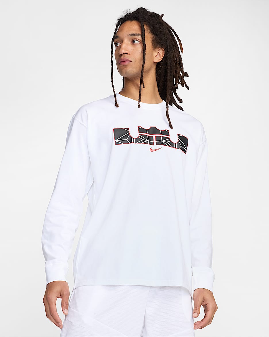 Playera de básquetbol de manga larga Max90 para hombre LeBron - Blanco