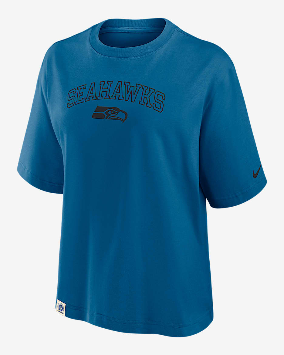 Seattle Seahawks Arch Boxy Women's Nike NFL T-Shirt - Dark Marina Blue