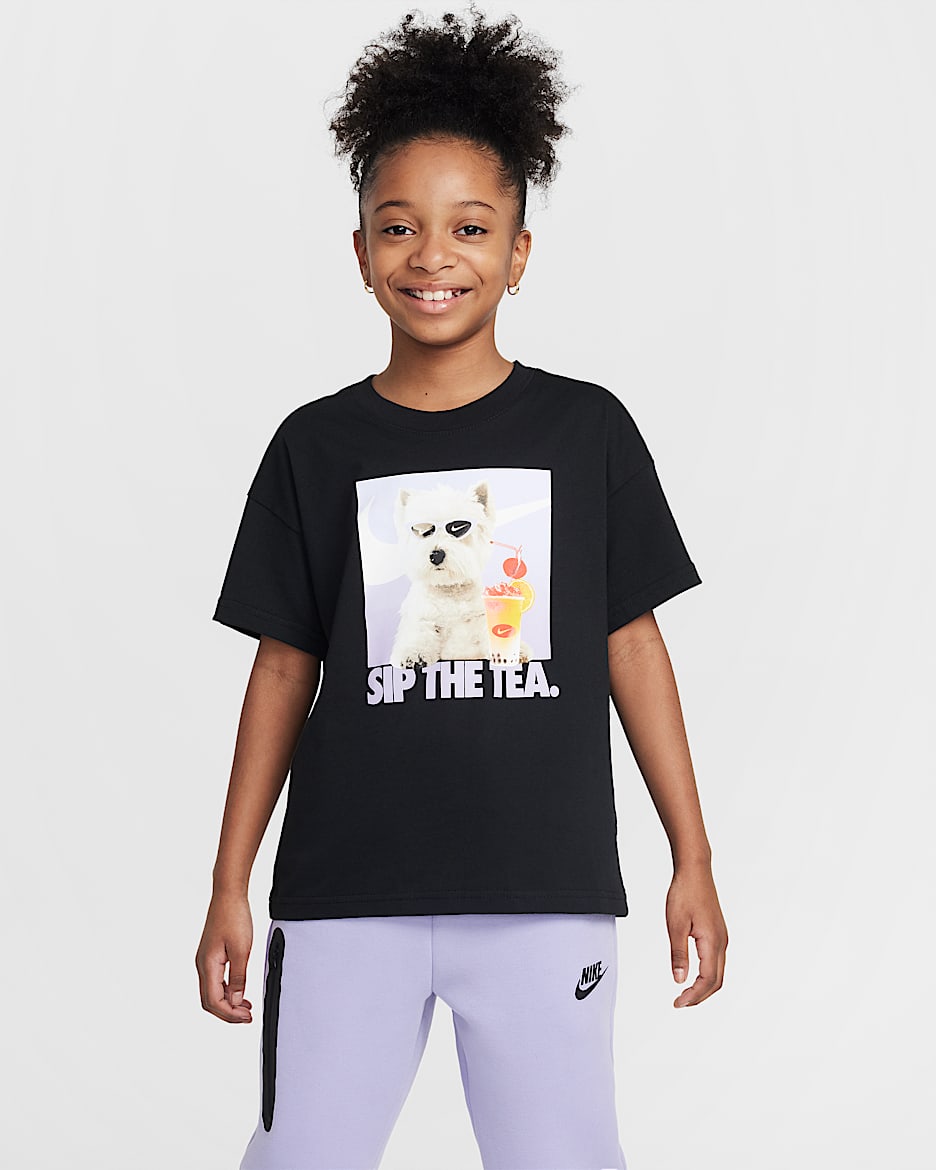 Playera para niña talla grande Nike Sportswear - Negro