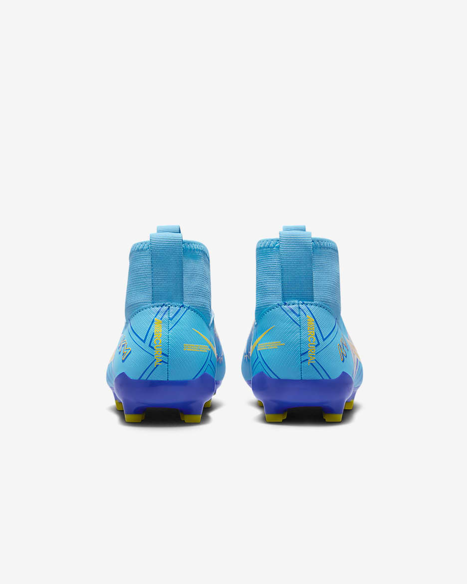 Nike Jr. Mercurial Zoom Superfly 9 Academy KM FG/MG 小/大童多種場地高筒足球釘鞋 - Baltic Blue/白色