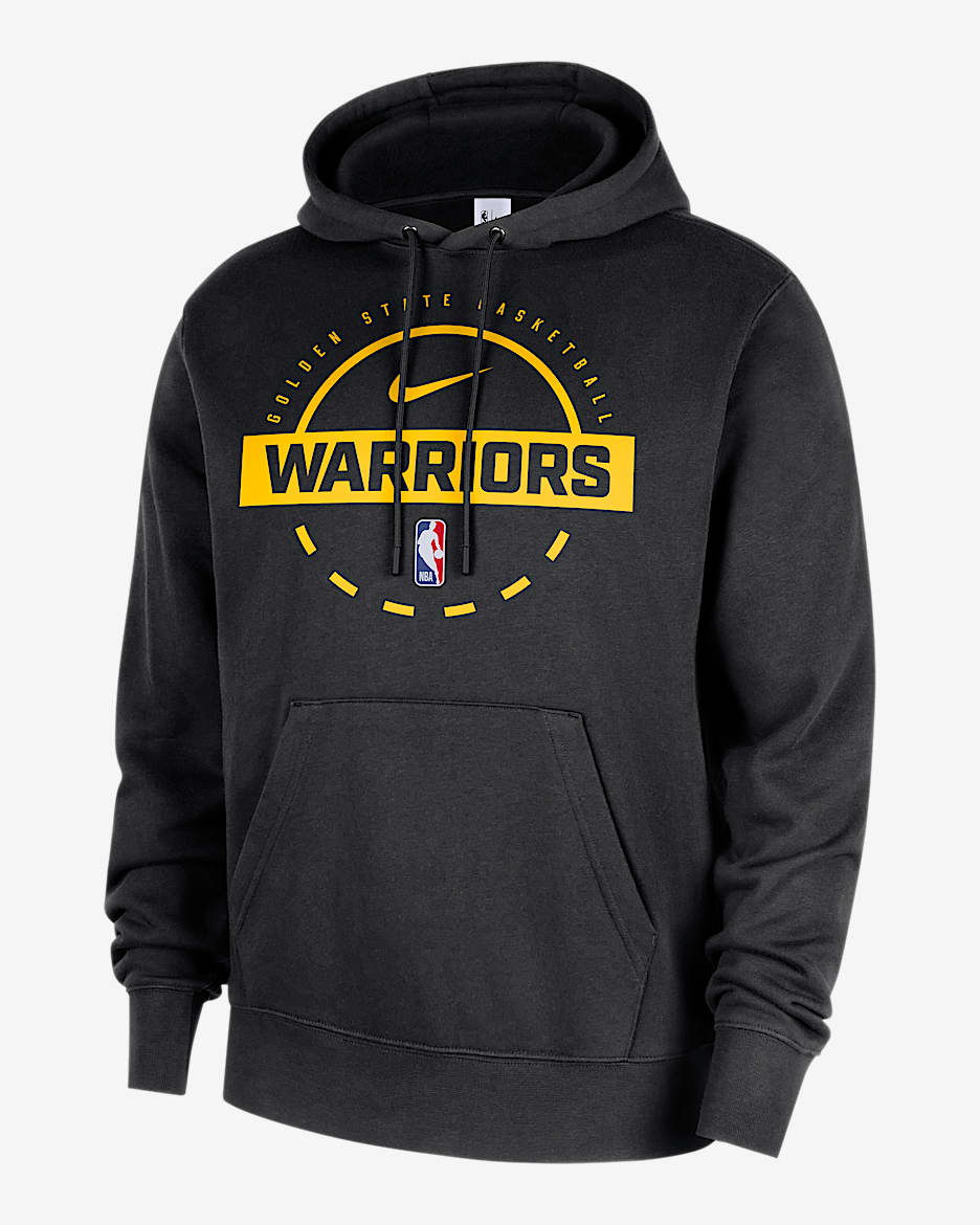 Sudadera de entrenamiento con gorro sin cierre Nike de la NBA para hombre Golden State Warriors Club - Negro/Amarillo