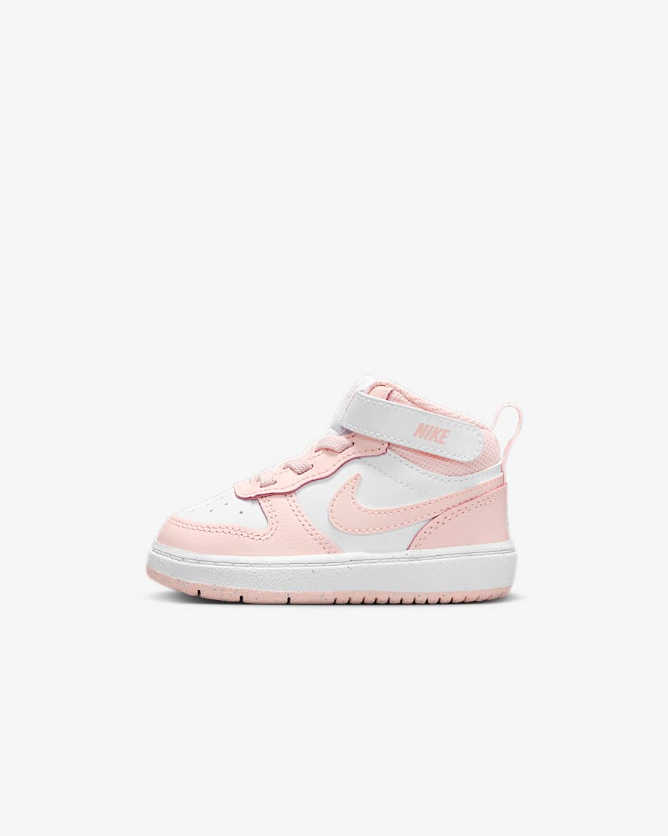 Tenis para bebé e infantil Nike Court Borough Mid 2 - Blanco/Rosa eco