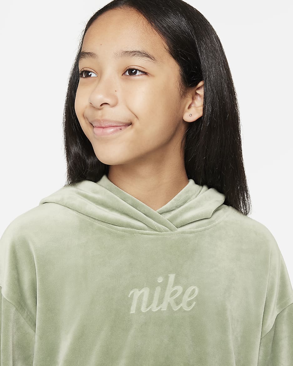 Nike Sportswear Girls' Pullover Hoodie - Oil Green/Jade Horizon