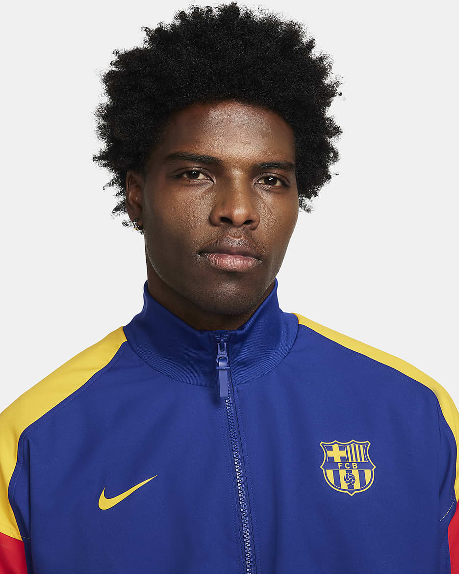 Track jacket da calcio Nike Dri-FIT FC Barcelona Strike – Uomo - Deep Royal Blue/University Red/University Gold/University Gold