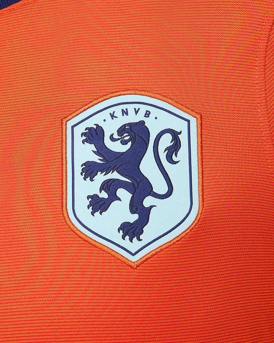 Holland 2024/25 Stadium Home Nike Dri-FIT Replica-fodboldtrøje til kvinder (kvindehold) - Safety Orange/Blue Void/Copa/Blue Void