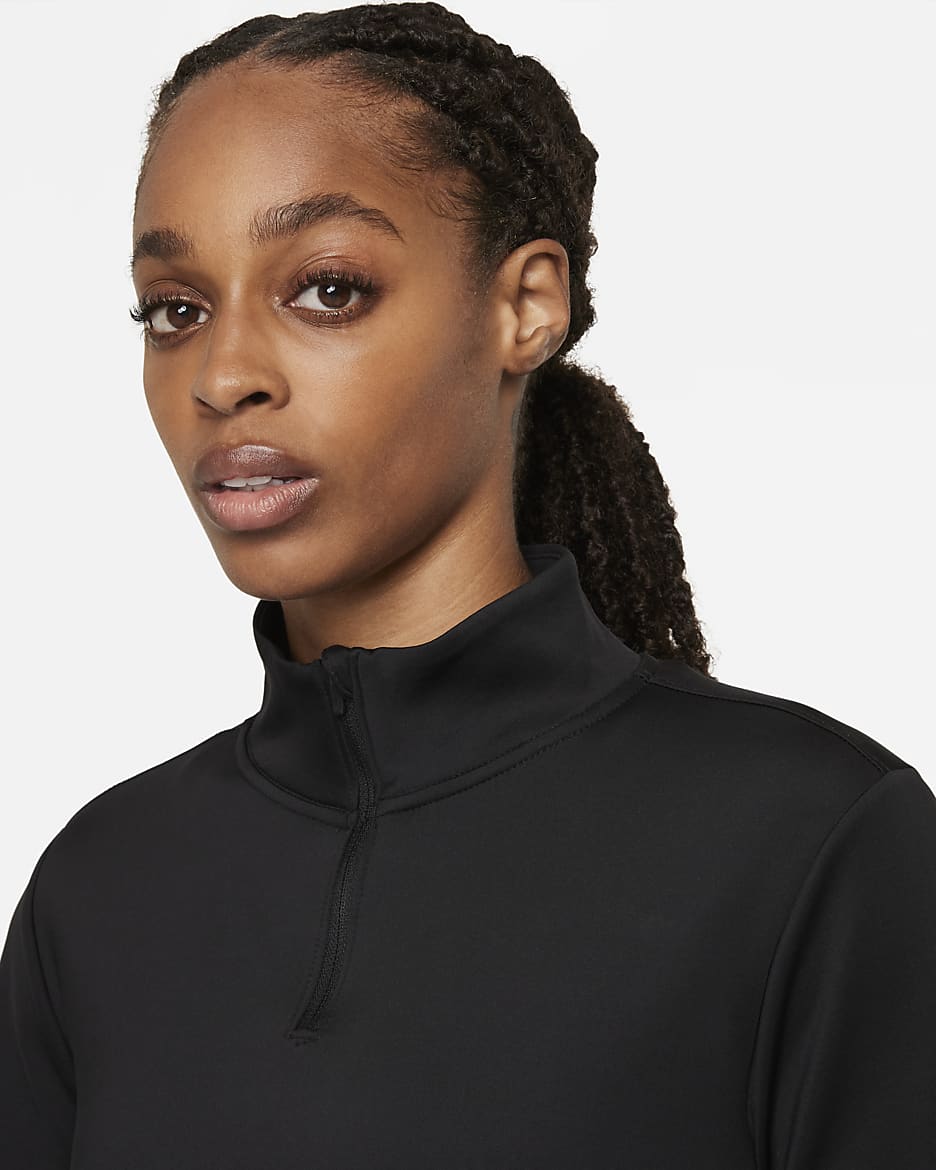 Camiseta de medio cierre con manga larga para mujer Nike Therma-FIT One - Negro/Blanco