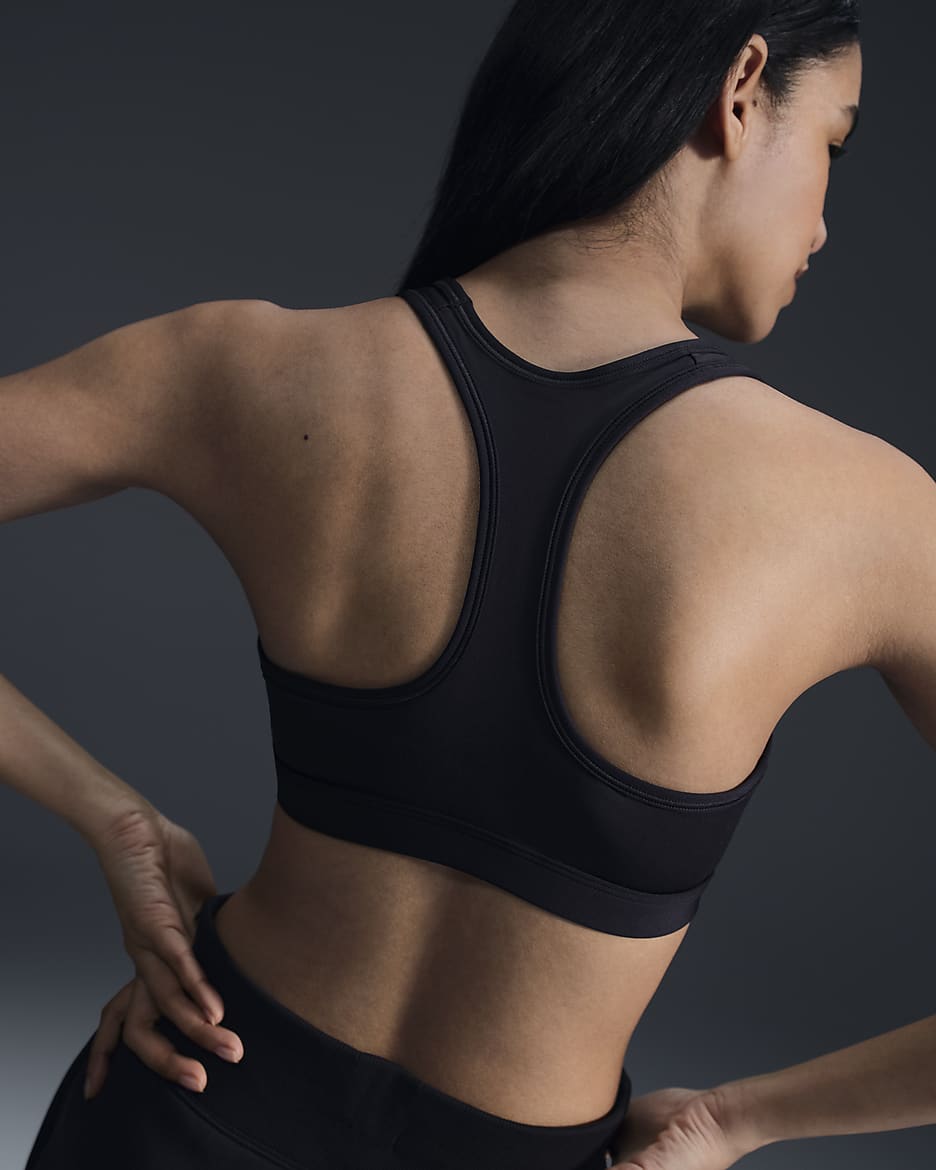 Brassière de sport rembourrée Nike Swoosh Medium Support pour femme - Noir/Blanc