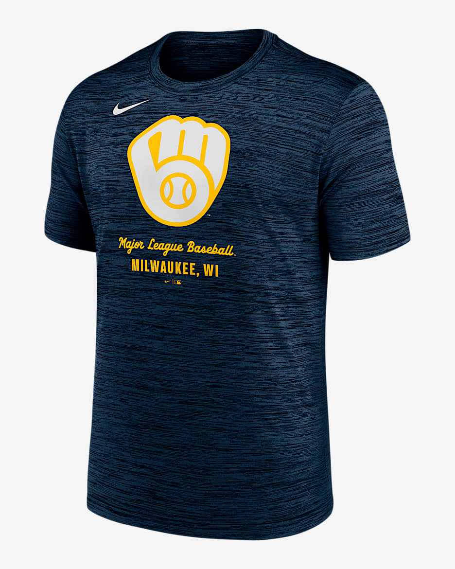 Playera Nike Dri-FIT de la MLB para hombre Milwaukee Brewers Velocity - Azul marino