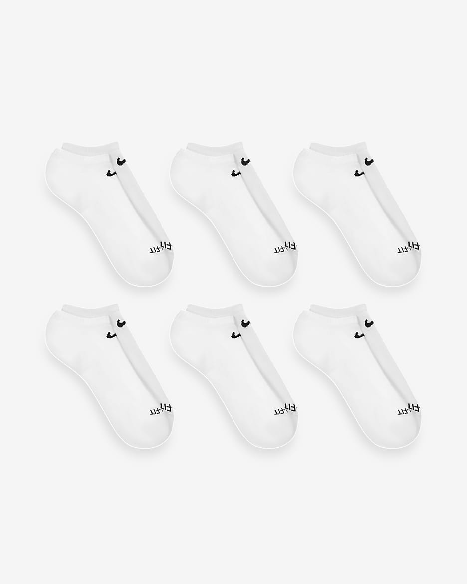 Calcetines invisibles de entrenamiento Nike Everyday Plus Cushioned (6 pares) - Blanco/Negro