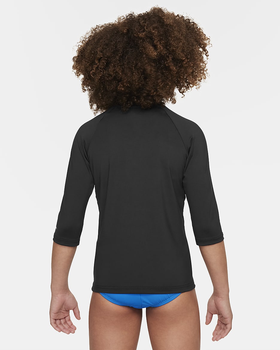 Playera Hydroguard de manga corta para niña talla grande Nike Swim - Negro