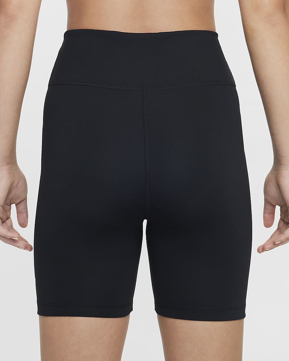 Nike One Dri-FIT bikershorts voor meisjes (13 cm) - Zwart/Wit