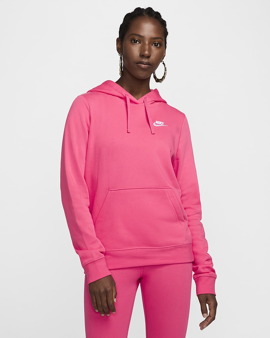 Sudadera con gorro sin cierre para mujer Nike Sportswear Club Fleece - Rosa margarita/Blanco