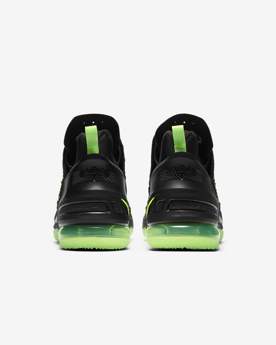 Calzado de básquetbol LeBron 18 "Black/Electric Green" - Negro/Negro/Verde eléctrico