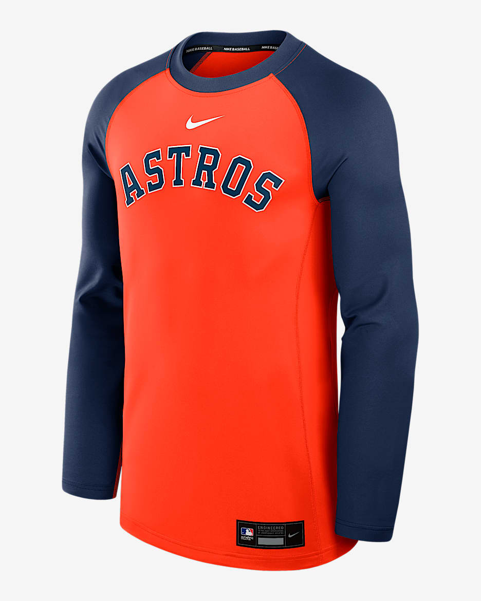 Houston Astros Authentic Collection Game Time Men's Nike Dri-FIT MLB Pullover Crew - Orange