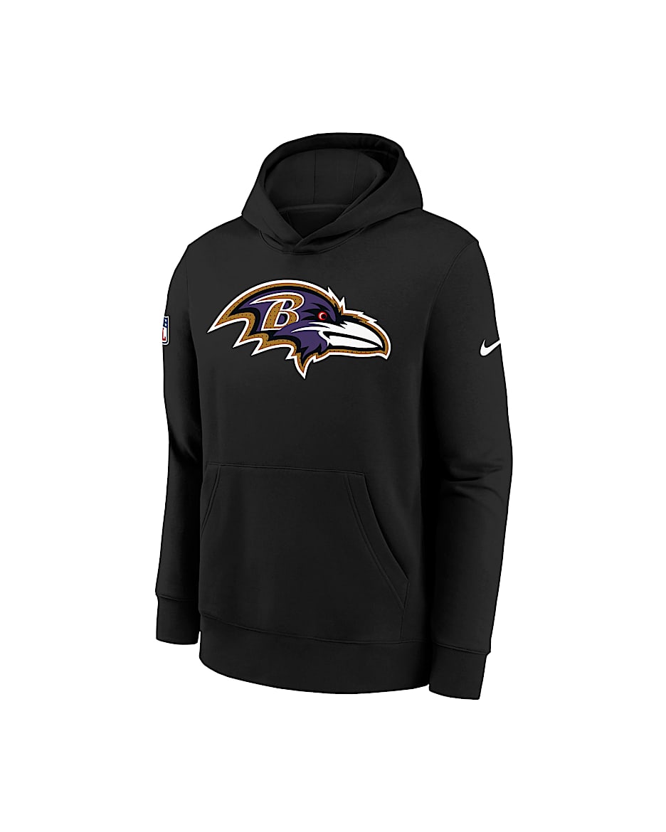 Baltimore Ravens Sideline Club Big Kids' Nike NFL Pullover Hoodie - Black