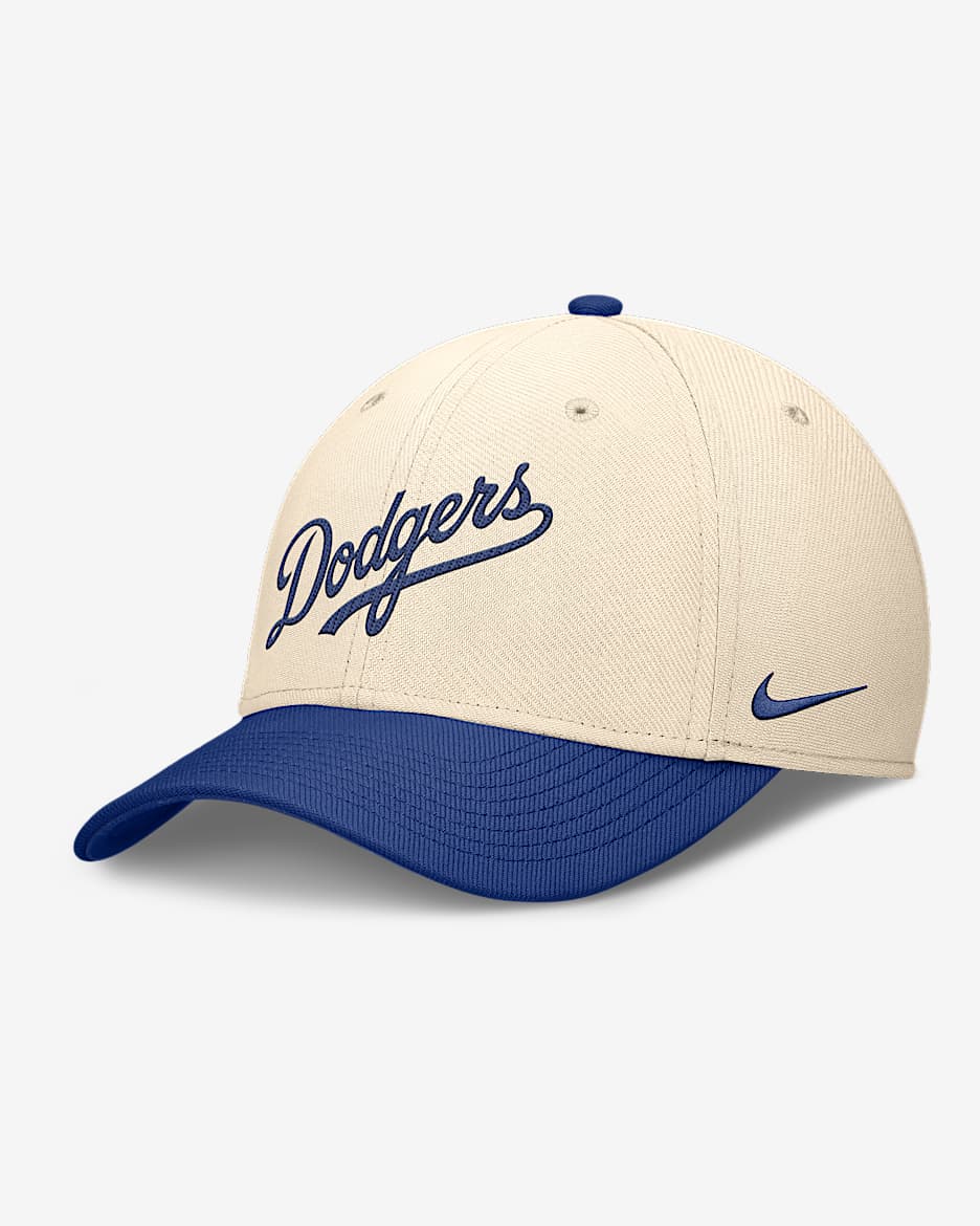 Gorra Nike Dri-FIT de la MLB para hombre Los Angeles Dodgers Statement Rise Swoosh - Natural