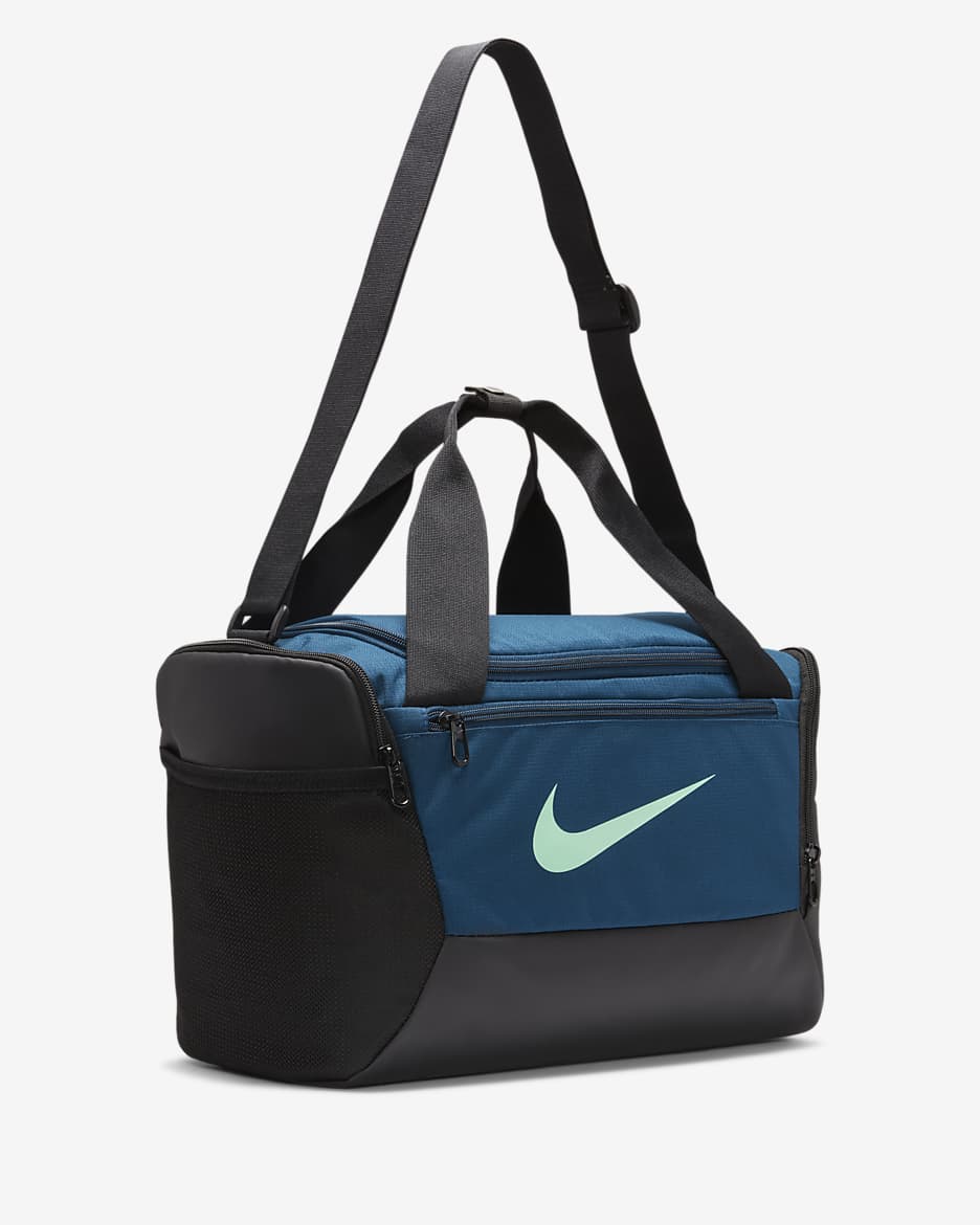 Nike Brasilia 9.5 Training Duffel Bag (Extra-Small, 25L) - Valerian Blue/Black/Green Glow