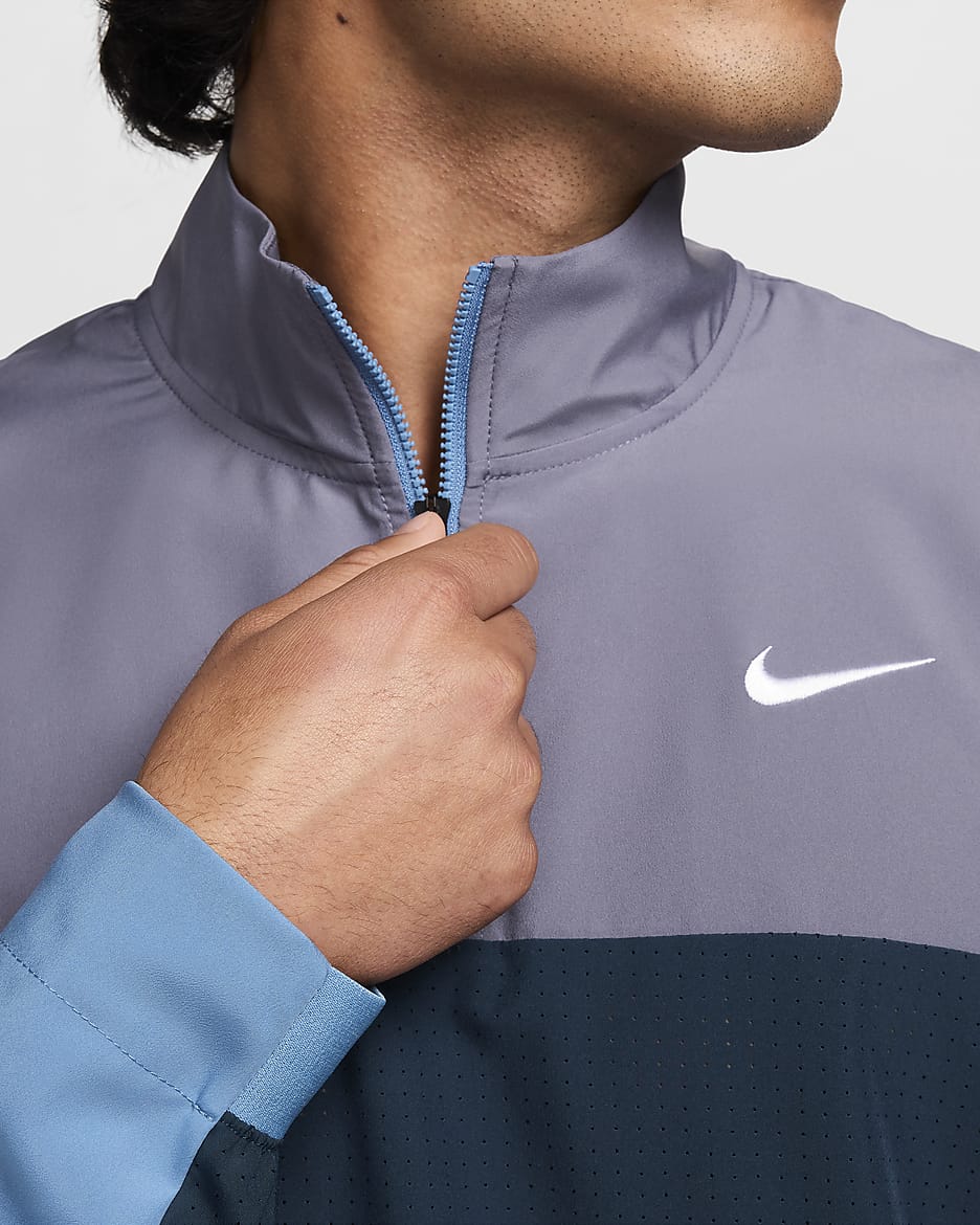 Nike Golf Club Men's Dri-FIT 1/2-Zip Golf Jacket - Armoury Navy/Light Carbon/Aegean Storm/White