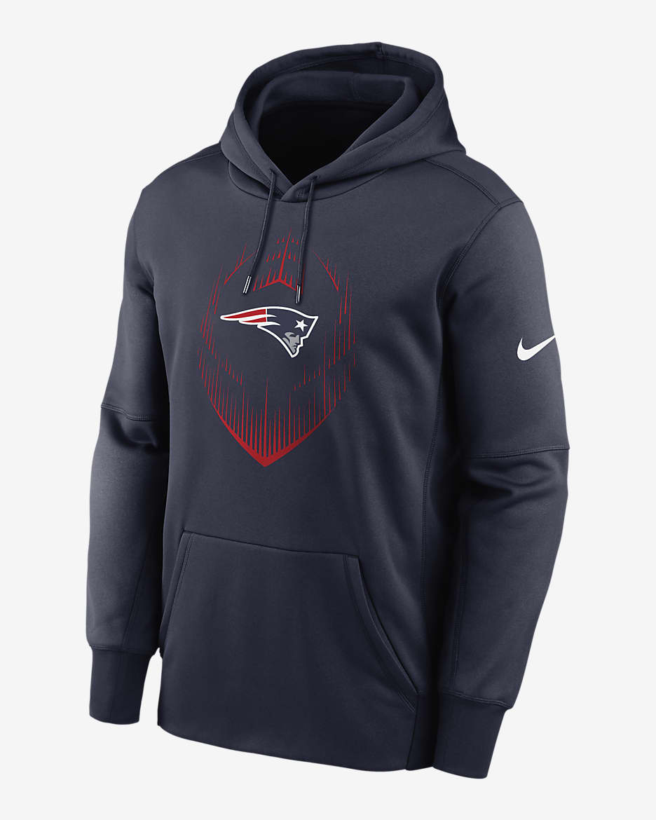 New England Patriots Icon Men’s Nike Therma NFL Pullover Hoodie - Navy