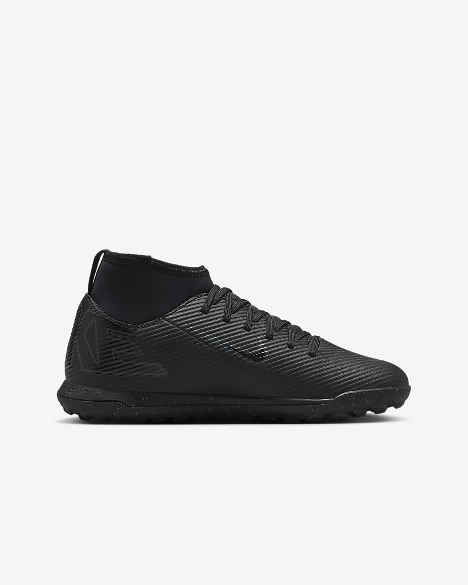 Sapatilhas de futebol de cano alto TF Nike Jr. Mercurial Superfly 10 Club para criança/Júnior - Preto/Deep Jungle/Preto