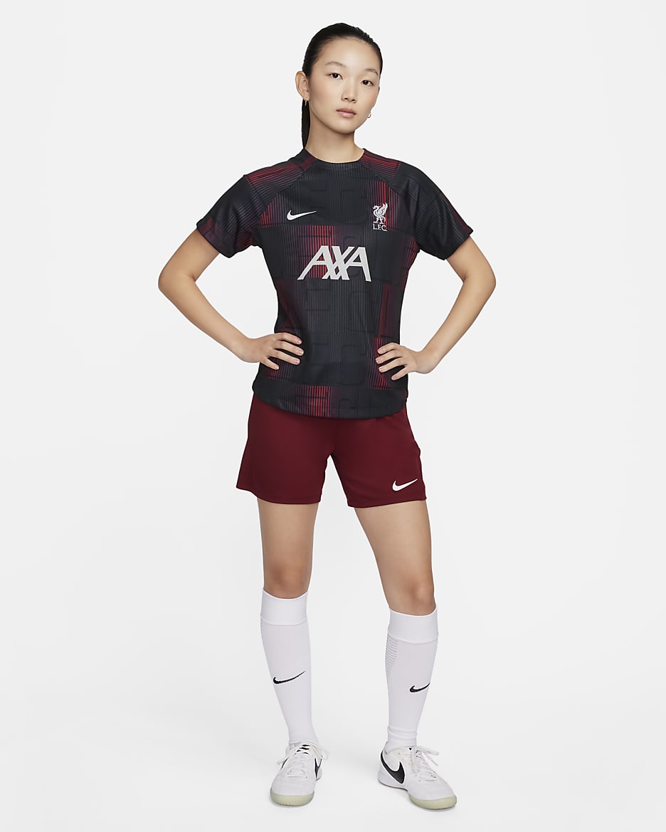 Liverpool F.C. Academy Pro Women's Nike Dri-FIT Football Pre-Match Short-Sleeve Top - Gym Red/Wolf Grey