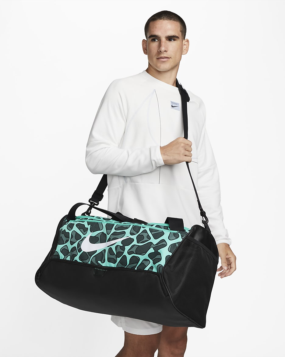 Nike Brasilia Duffel Bag (Medium, 60L) - Light Menta/Black/White