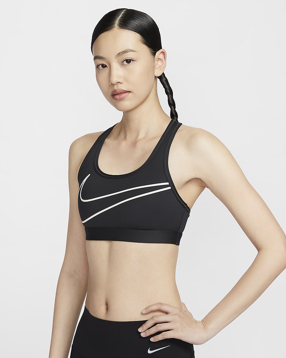 Nike Swoosh Medium-Support Women's Padded Sports Bra - Off-Noir/Pale Ivory/Cement Grey