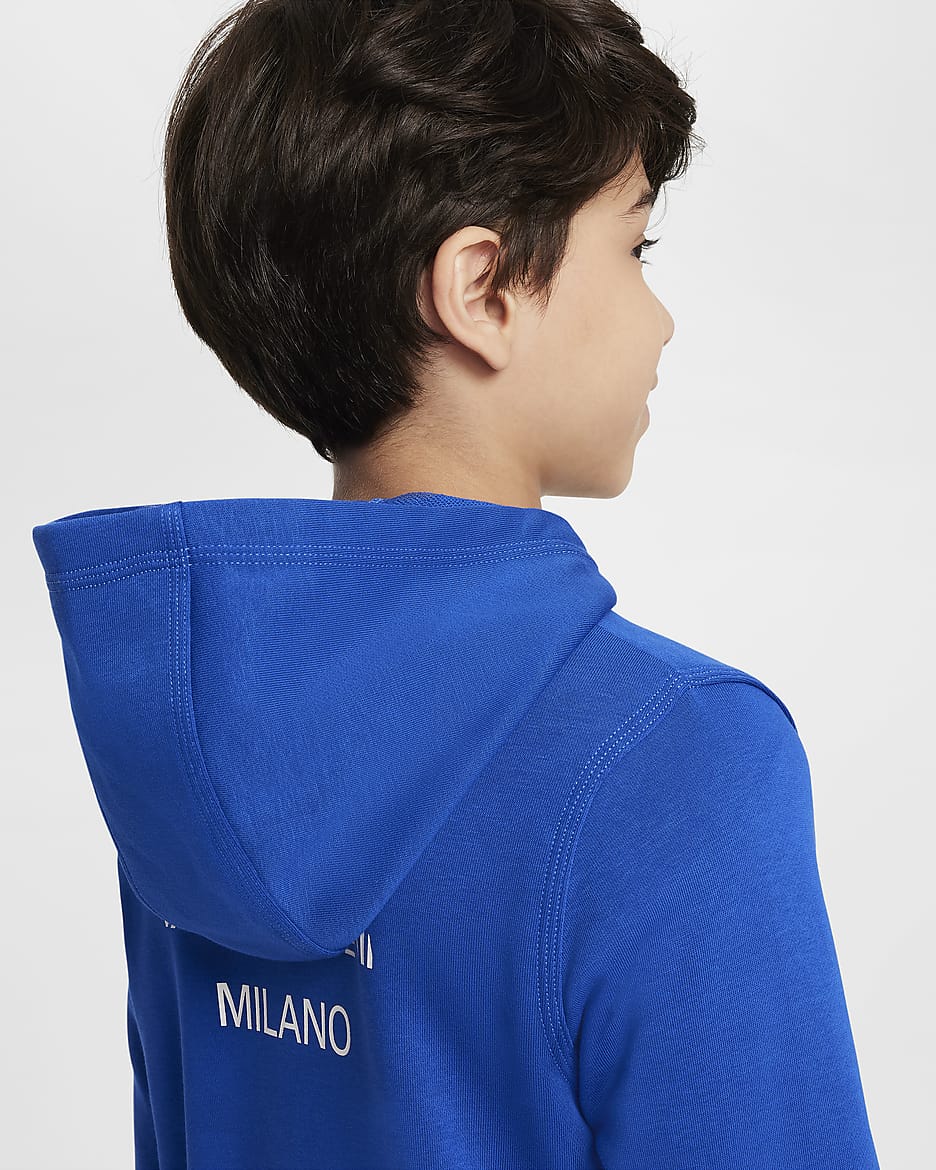 Inter Milan Club Home Older Kids' (Boys') Nike Football French Terry Full-Zip Hoodie - Lyon Blue/White