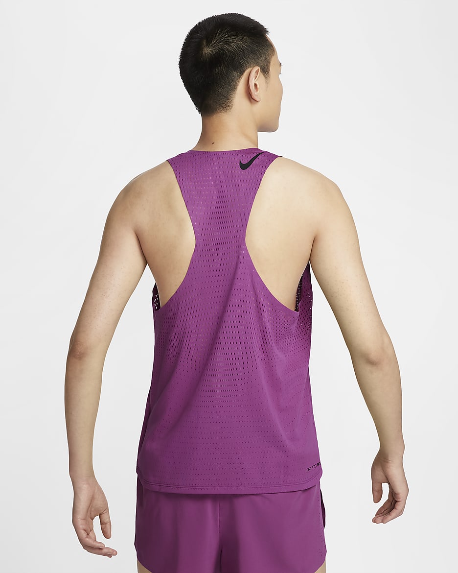 Nike AeroSwift 男款 Dri-FIT ADV 跑步無袖上衣 - Hot Fuchsia/黑色