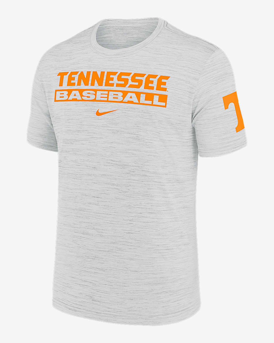 Playera universitaria Nike Dri-FIT para hombre Tennessee Volunteers Velocity Baseball Wordmark Stack - Blanco