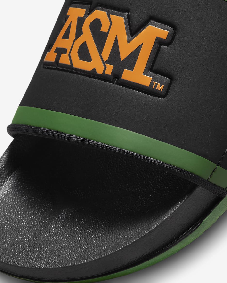 FAMU Nike College Offcourt Slides - Black/Fortress Green/Orange Horizon