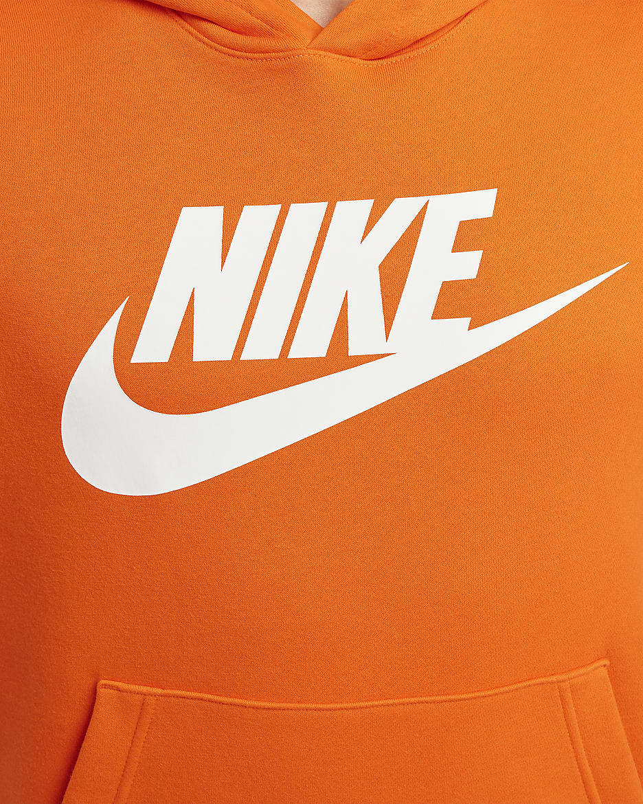 Nike Sportswear Club Fleece Men's Graphic Pullover Hoodie - Safety Orange/Safety Orange/White