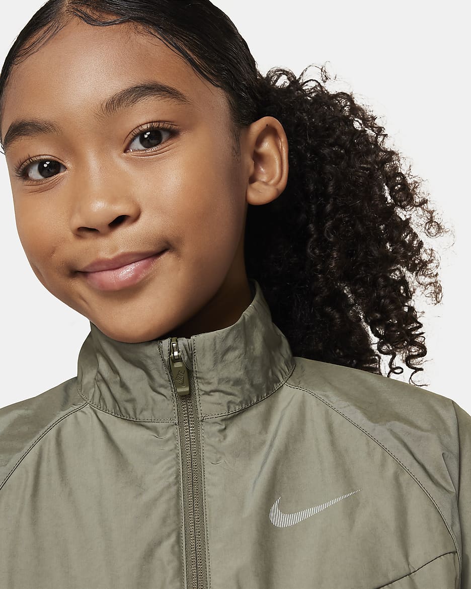 Nike Sportswear Windrunner Big Kids' (Girls') Loose Jacket - Medium Olive/Light Bone