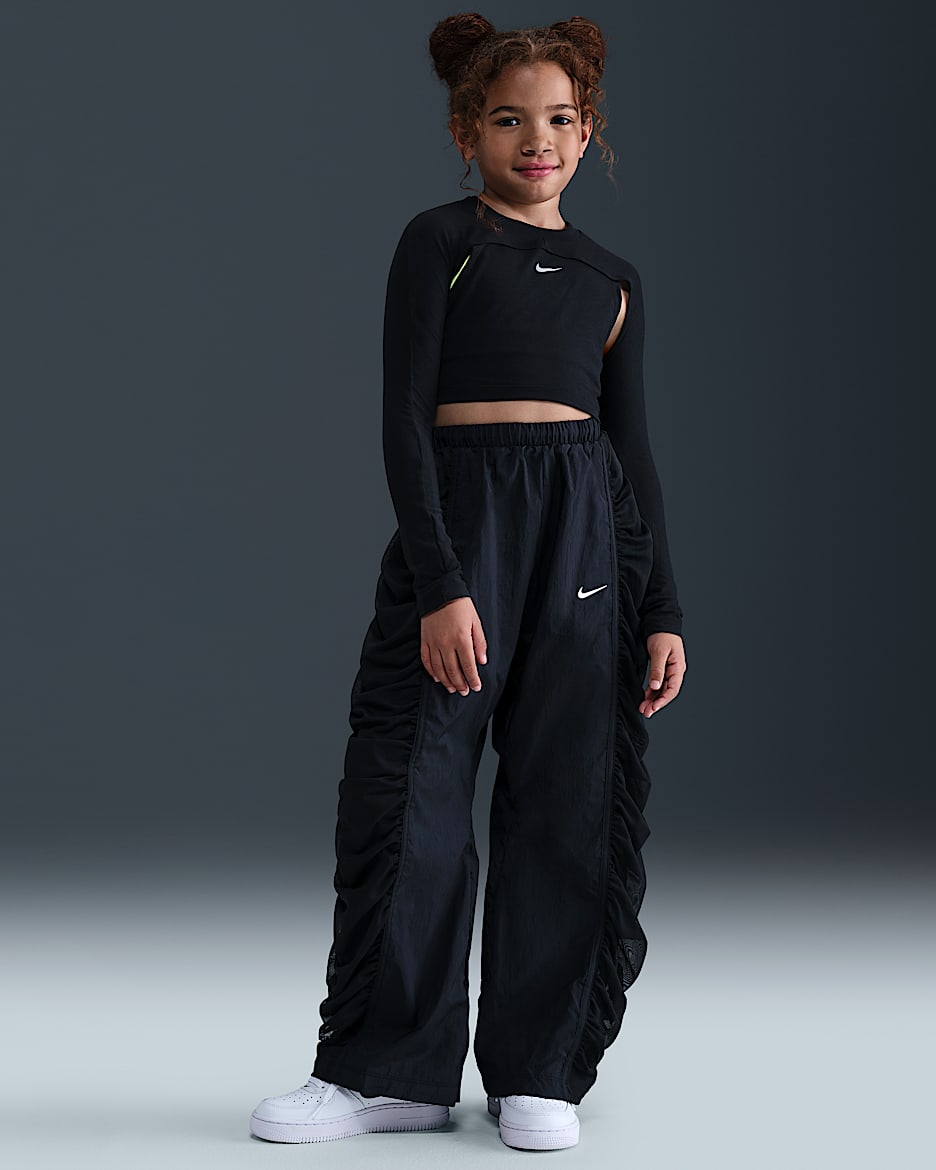 Nike Sportswear Girls' Woven Trousers - Black/White