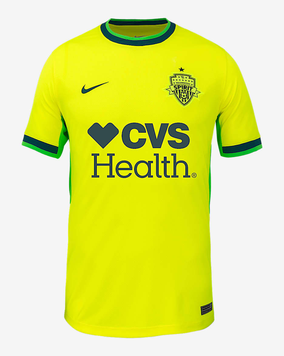 Jersey Nike Dri-FIT de la NWSL tipo réplica para hombre Washington Spirit visitante 2025 Stadium - Veneno limón/Azul verdoso oscuro