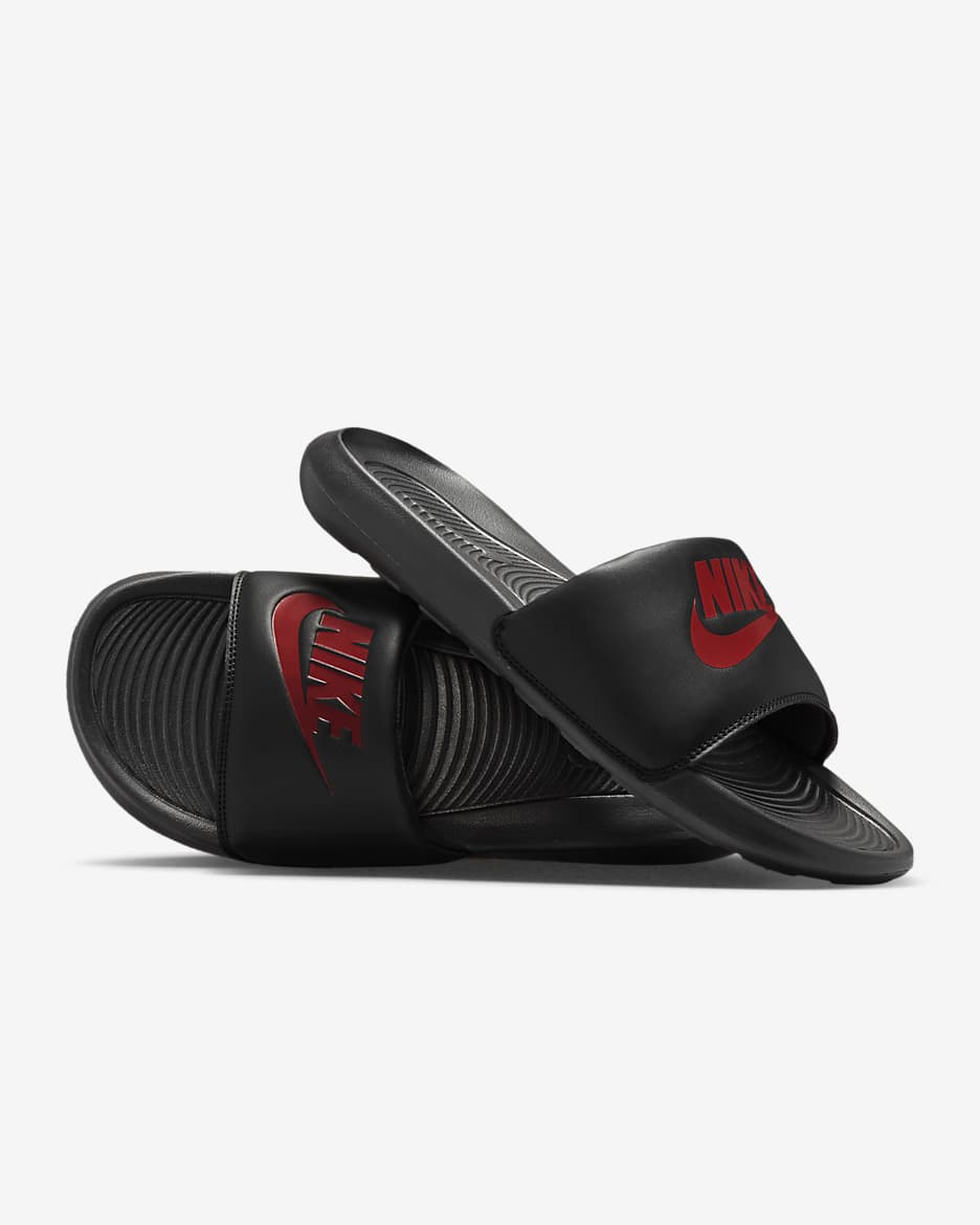 Nike Victori One Slippers voor heren - Zwart/Zwart/University Red