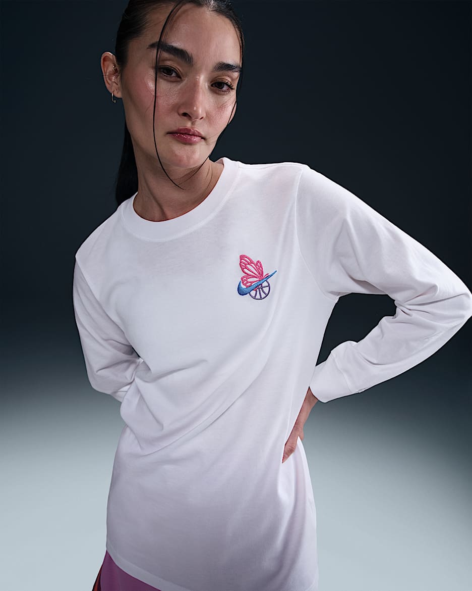 ナイキ ウィメンズ ロングスリーブ バスケットボール Tシャツ - ホワイト