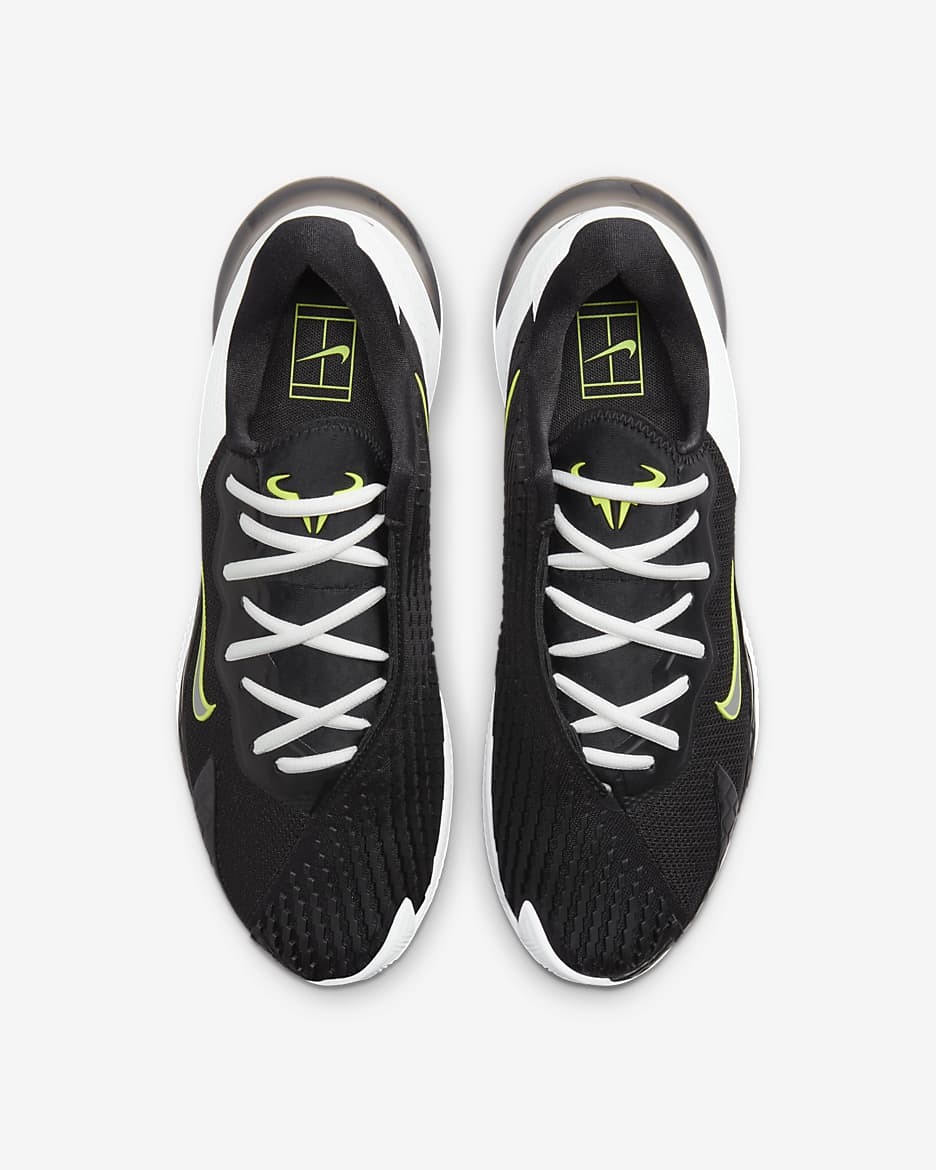 NikeCourt Vapor Cage 4 Rafa Men's Clay Court Tennis Shoes - Black/White/Volt/Metallic Silver