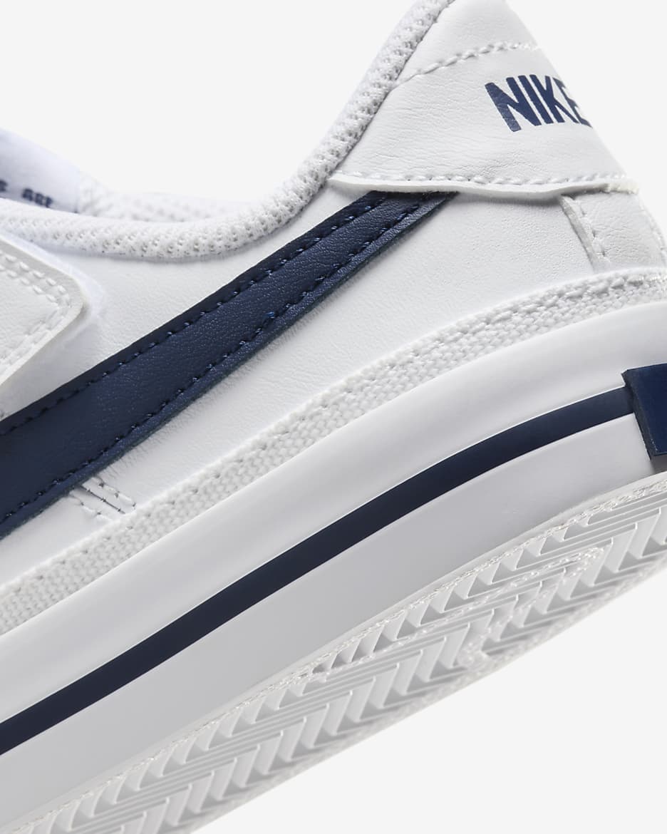 NikeCourt Legacy Younger Kids' Shoes - White/Midnight Navy