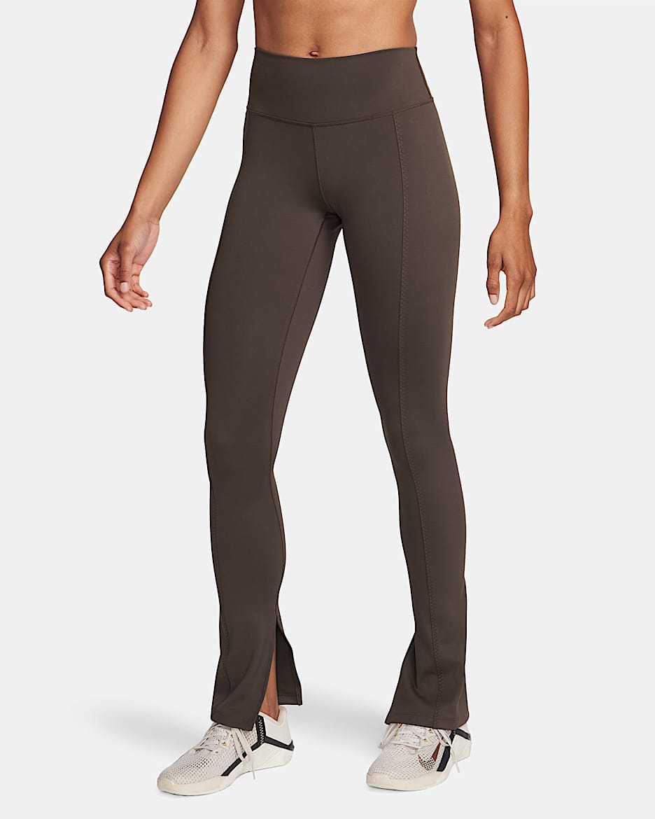 Leggings de tiro alto de largo completo con dobladillo dividido para mujer Nike One - Marrón barroco